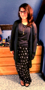 I look tall and goofy. (Sweater: H&M, Top: H&M, Boots: Zara, Skirt: Urban Outfitters, Necklace: Handmade by Matthew)